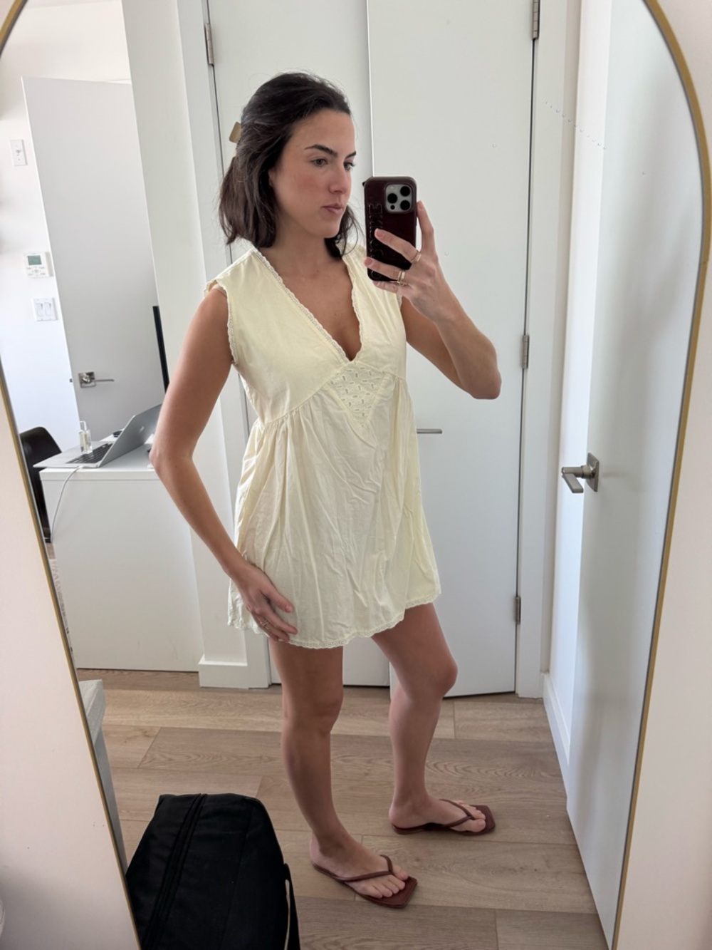 Butter yellow Sleeveless V-Neck Mini Dress